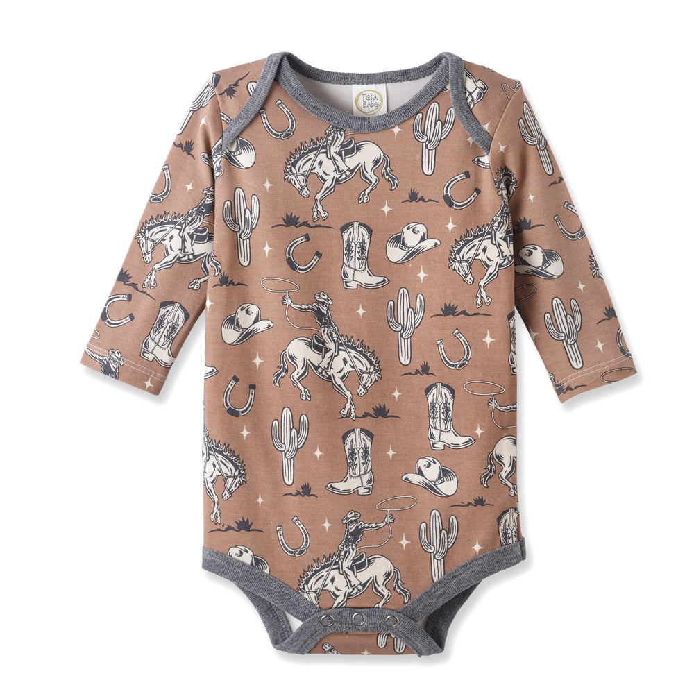Wild Wrangler/Brown Western Cowboy Bamboo Baby Boy Bodysuit Tesa Babe