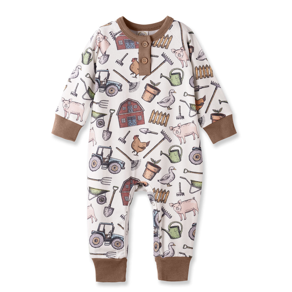Farmer's Market Baby Henley Romper - Bamboo One Piece Tesa Babe