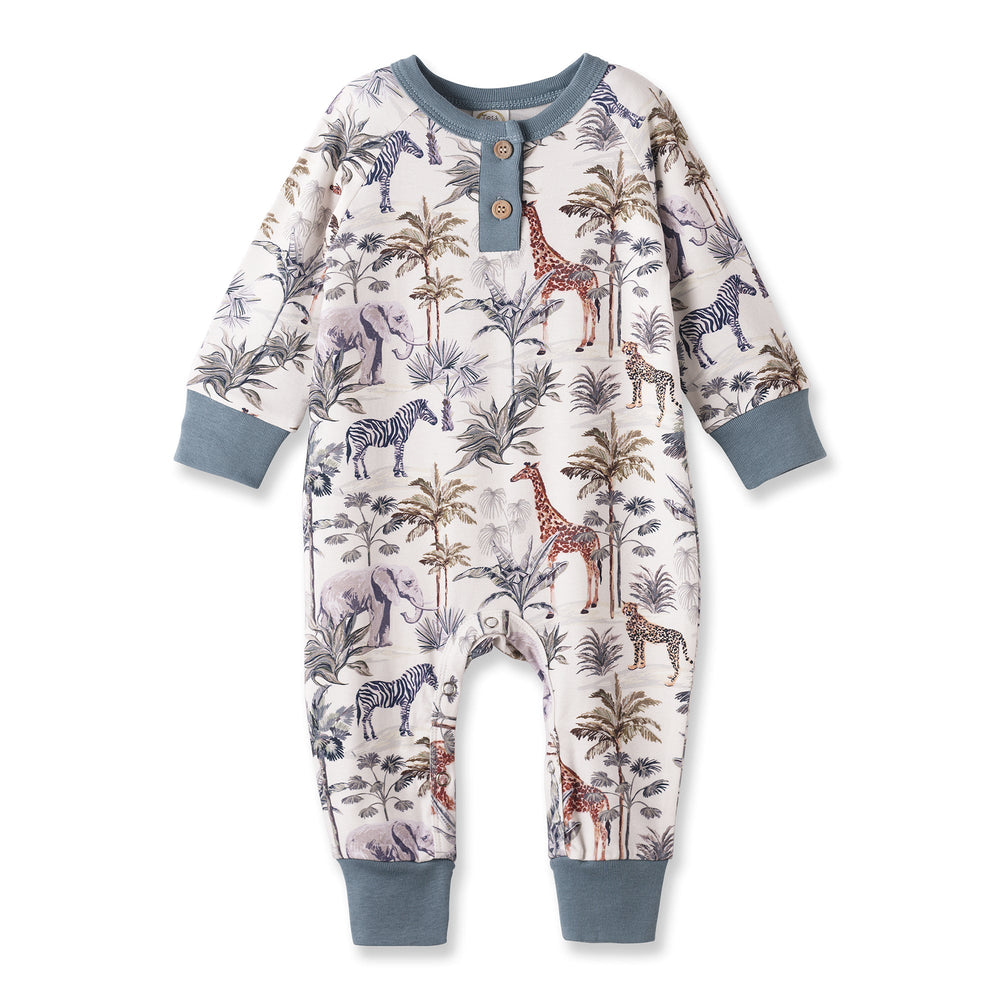 Jungle Safari Bamboo Henley Romper for Baby Boys Tesa Babe