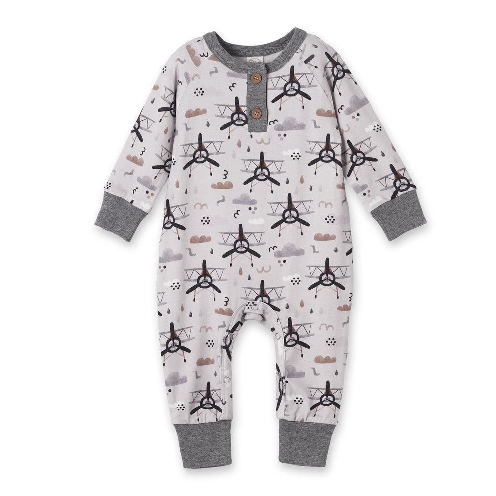 Airplane Henley Romper – Soft Bamboo Baby Outfit Tesa Babe