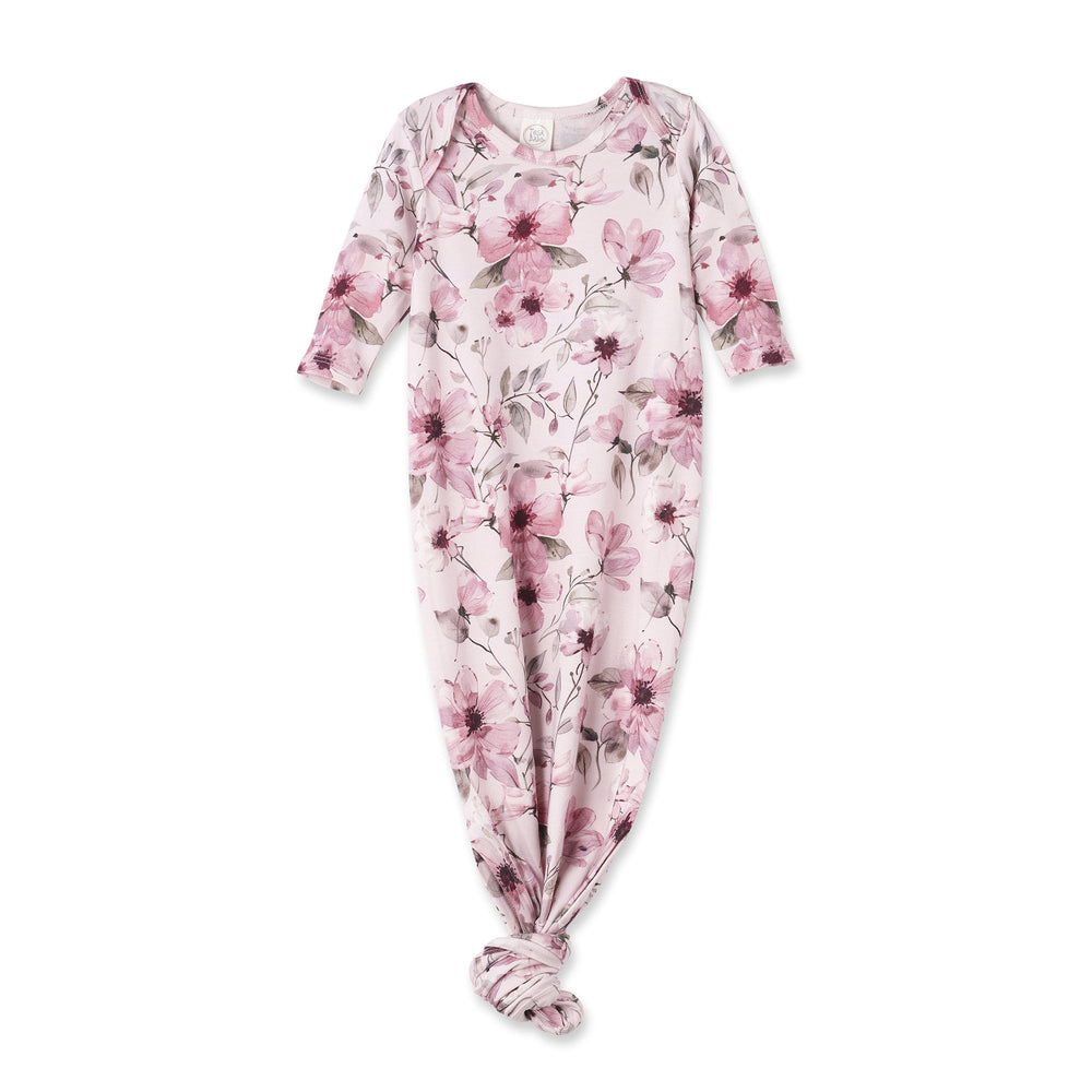 Watercolor Floral Baby Gown - Bamboo Newborn Layette Tesa Babe