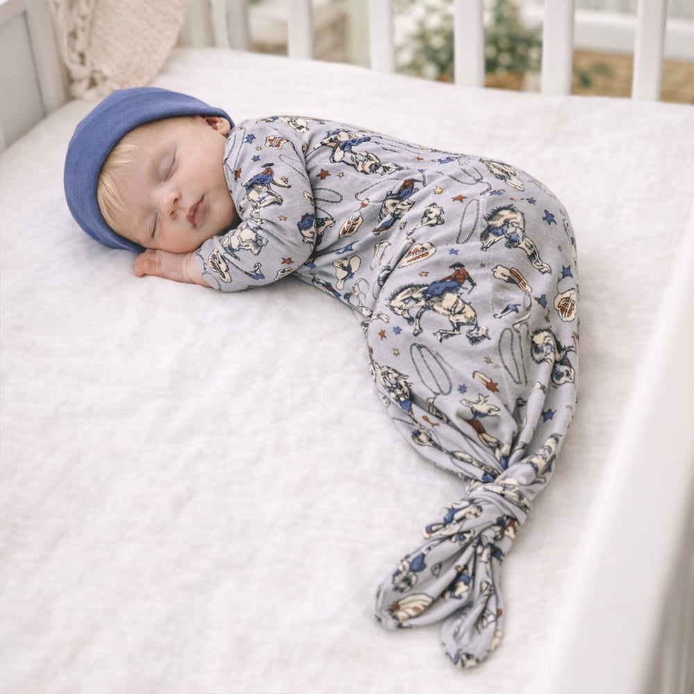 Western Cowboy Rodeo Baby Gown -  Bamboo Newborn Layette Tesa Babe