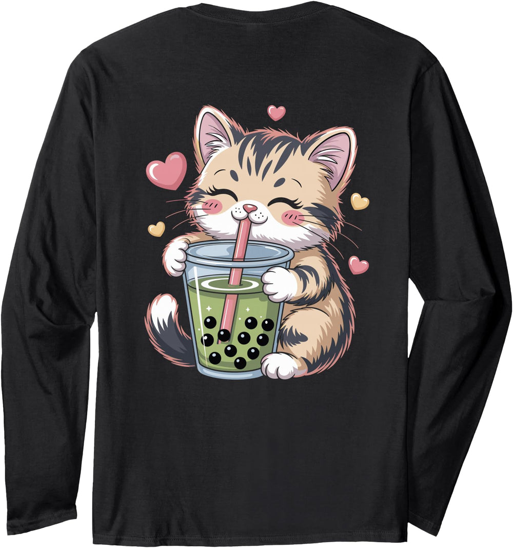 Original Cat Drinking Bubble Tea Sweatshirt - Novelty Apparel Men Women