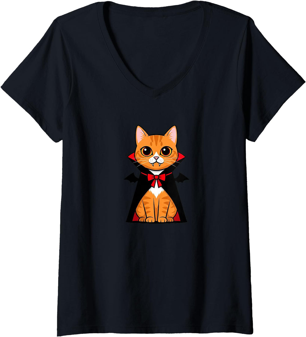 Womens Halloween Vampire Cat Cartoon Hoodie - Graphic Print Men Women