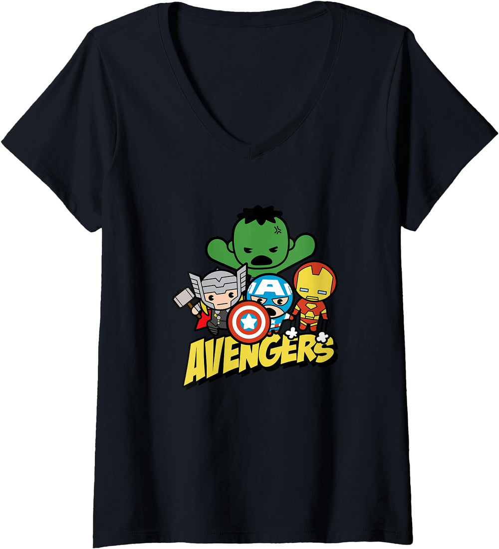 Marvel Kawaii Avengers Main 4 Chibi T-Shirt - Unique Graphic Men Women