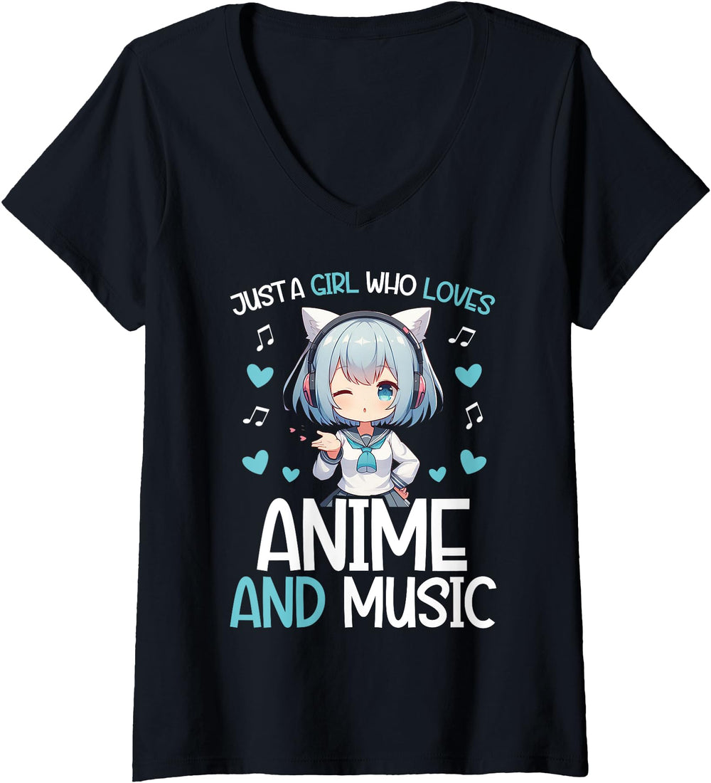Womens Just Who Loves Anime And T-Shirt - Aesthetic Graphic for Adults