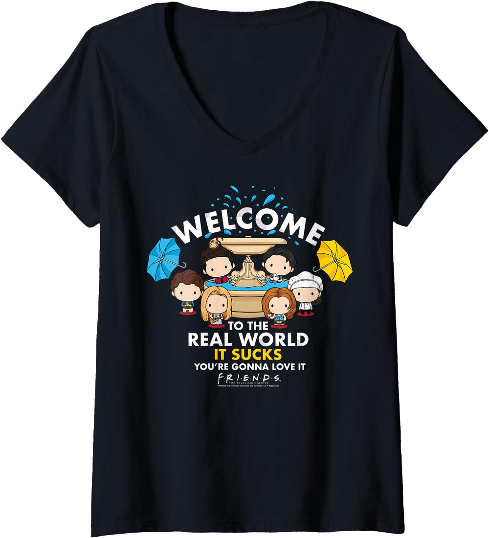 Womens Friends Chibi Welcome To Real Hoodie - Graphic Print Men Women