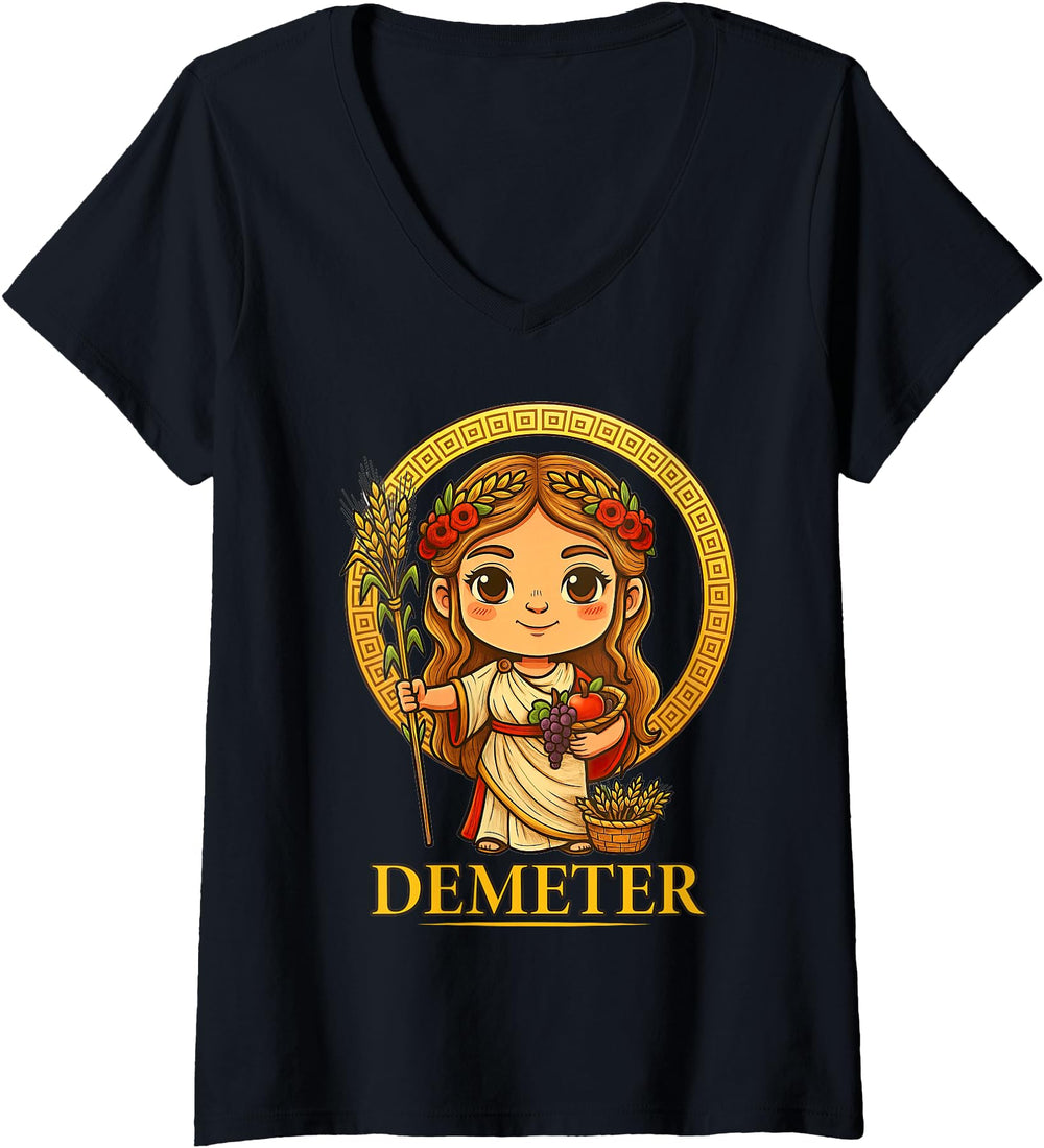 Womens Kawaii Demeter Greek Mythology Chibi T-Shirt - Graphic Print Unisex