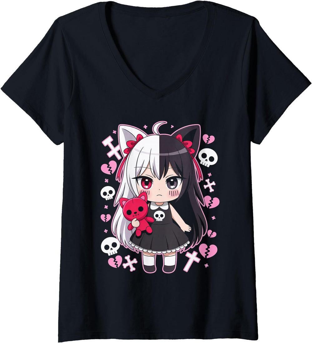 Handcrafted Womens Goth Emo Teddybear T-Shirt - Fun Novelty Design Unisex