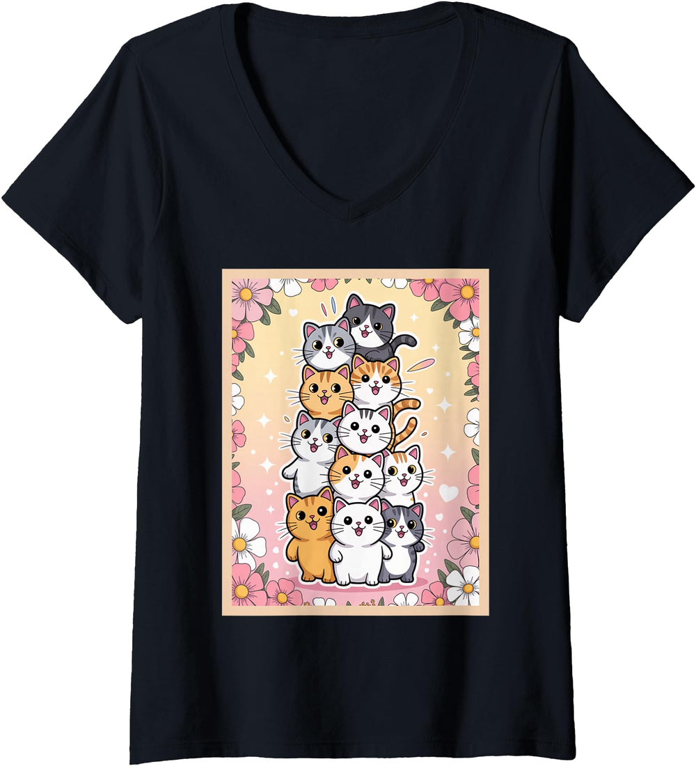 Handcrafted Womens Pile Kitty Kawaii Sweatshirt - Trendy Graphic Men Women