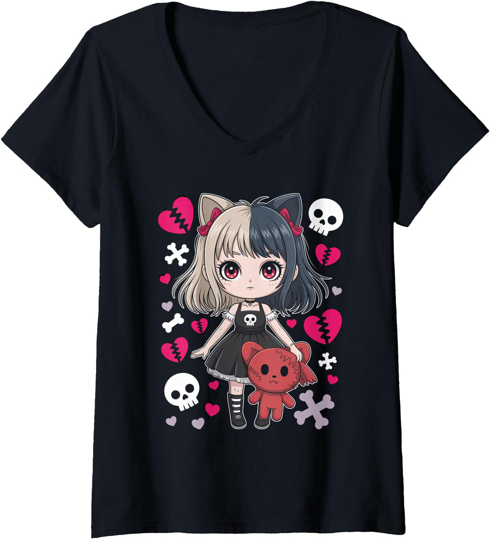 Original Womens Goth Emo Teddybear Hoodie - Custom Art Print for Adults