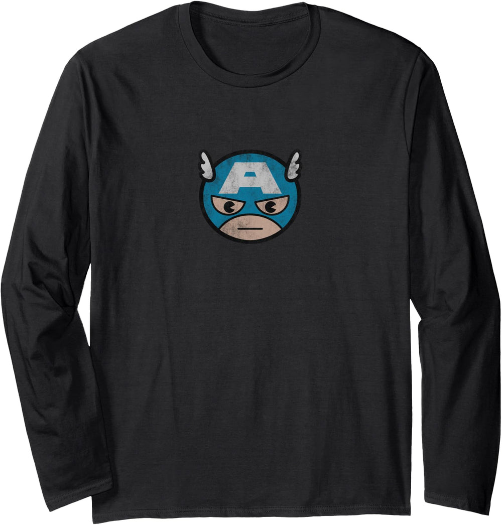 Marvel Kawaii Chibi Captain America Face T-Shirt - Novelty Apparel Unisex