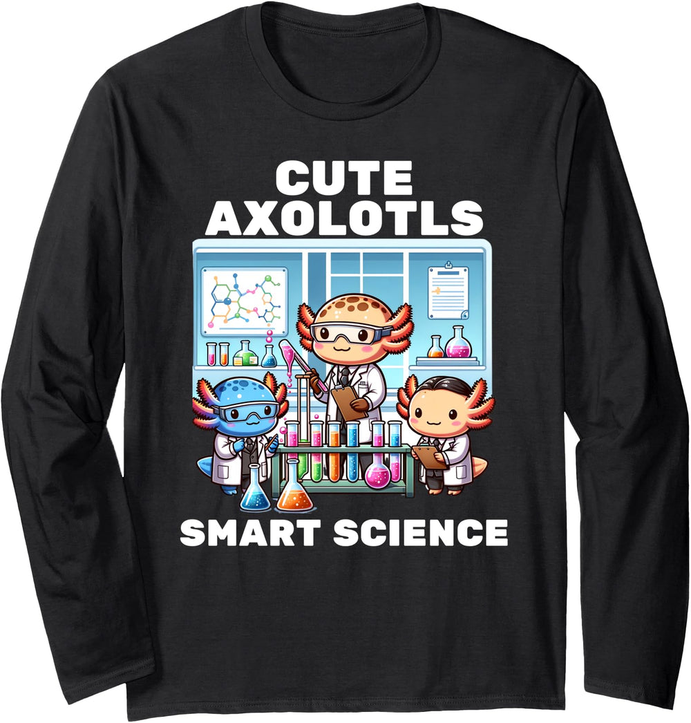 Authentic Chibi Axolotl Science Lab T-Shirt - Trendy Graphic for Adults