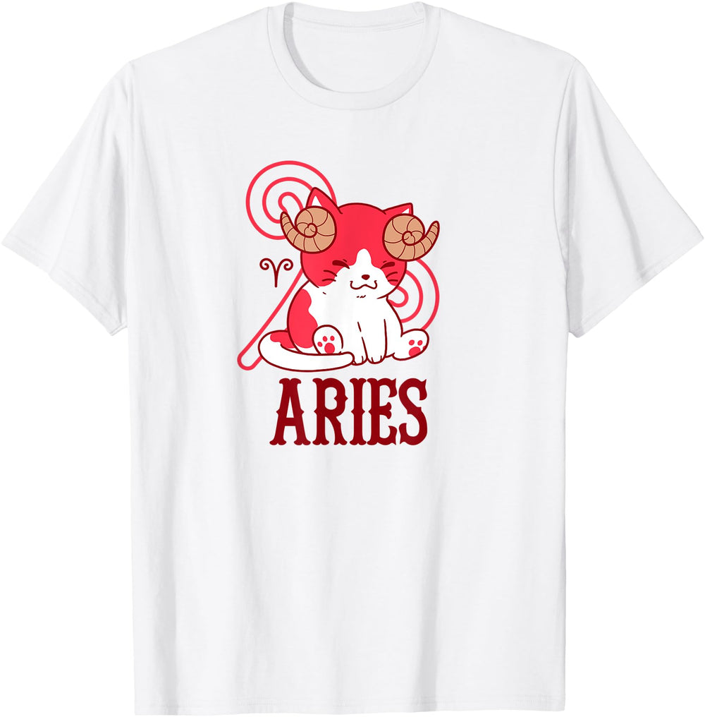 Original Aries Zodiac Sign Chibi Anime T-Shirt - Minimalist Print Unisex