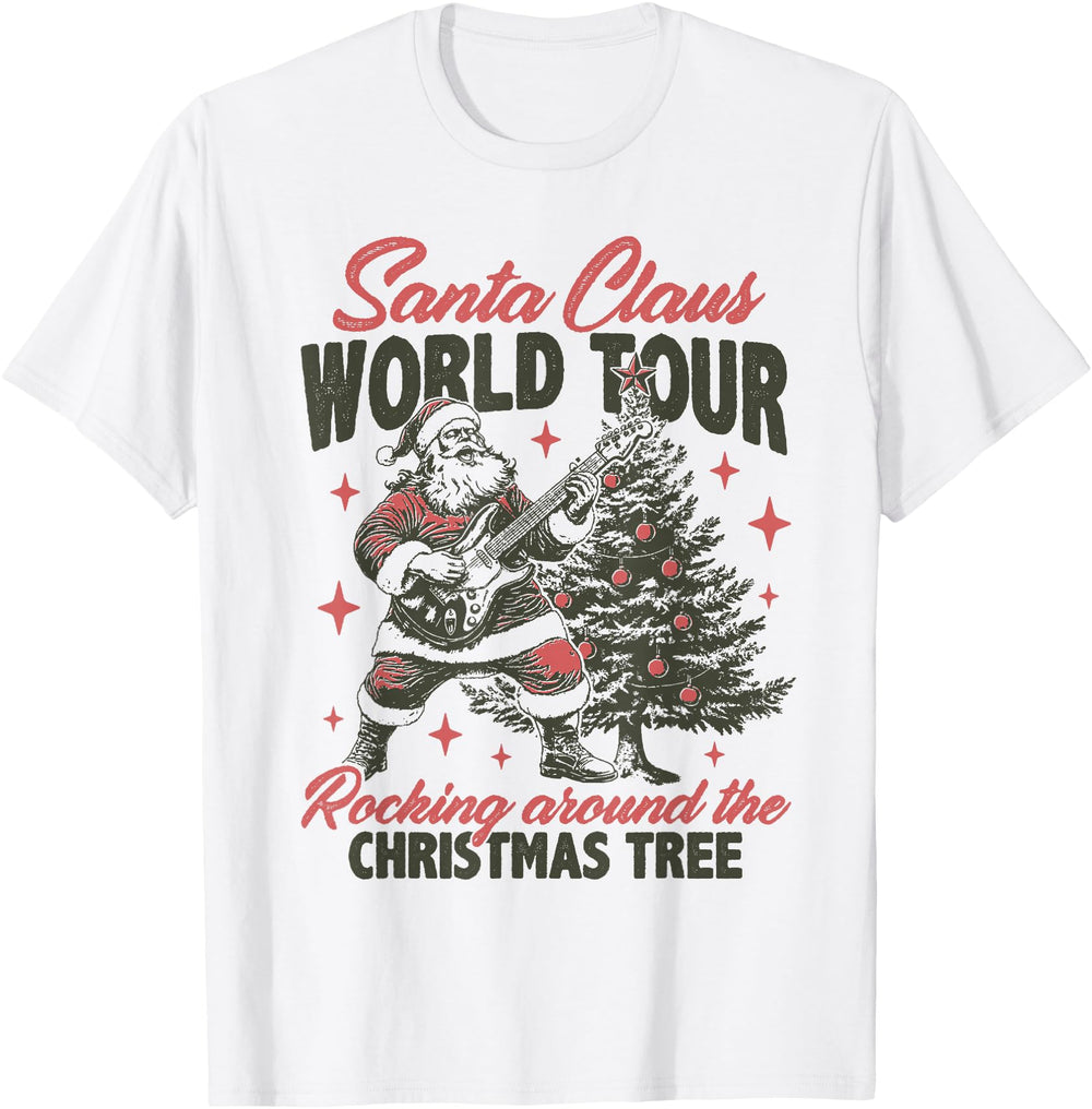 Santa Claus World Tour Rocking Around Tree Hoodie - Graphic Print Unisex