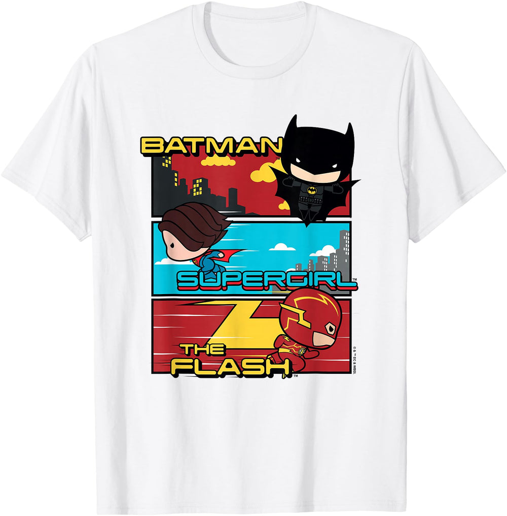 Flash Movie Batman Supergirl Chibi Trio Sweatshirt - Trendy Graphic Unisex