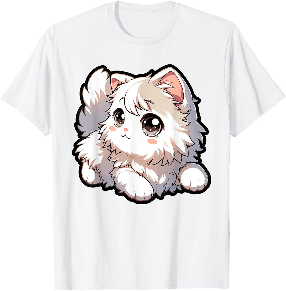 Exclusive White Kitten Angora Kawaii T-Shirt - Minimalist Print Men Women