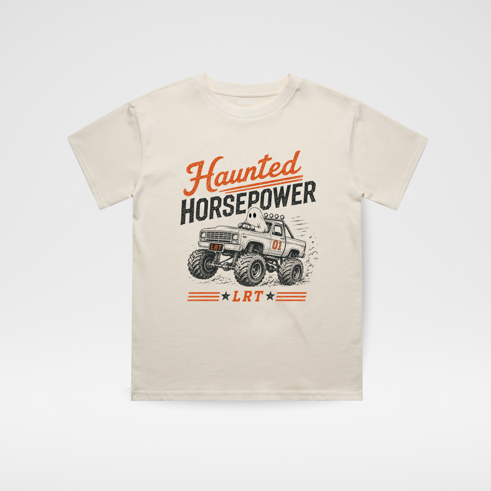 HAUNTED HORSEPOWER HALLOWEEN TEE - VINTAGE CREAM