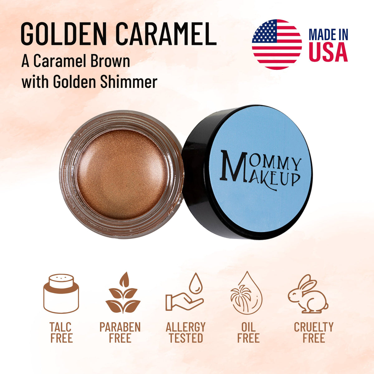 Golden Caramel Any Wear Creme - A Waterproof Multi-tasking creme to powder product for eyes, cheeks & lips. Can be worn anywhere - Snipetell