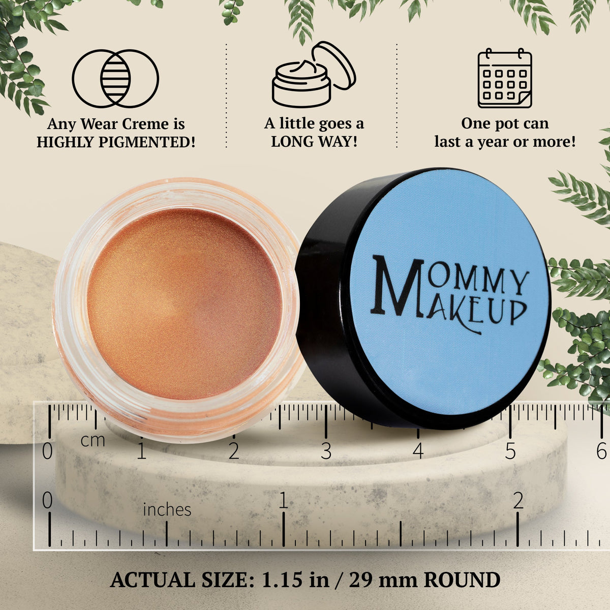 Golden Apricot Any Wear Creme - A Waterproof Multi-tasking creme to powder product for eyes, cheeks & lips. Can be worn anywhere - Snipetell