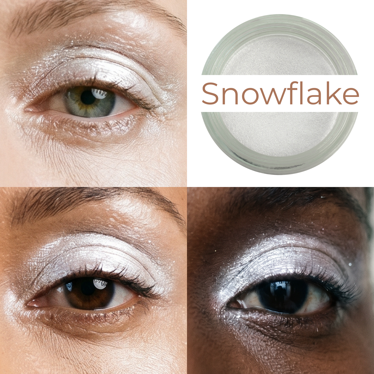 Snowflake Any Wear Creme - A Waterproof Multi-tasking creme to powder product for eyes, cheeks & lips. Can be worn anywhere - Snipetell