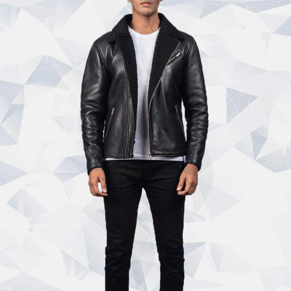 Shearling Black Leather Jacket for Women