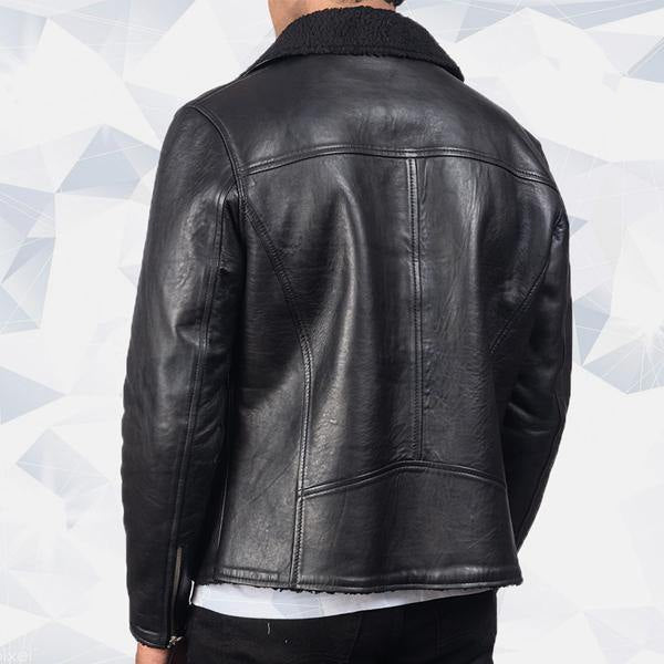 Shearling Black Leather Jacket for Women