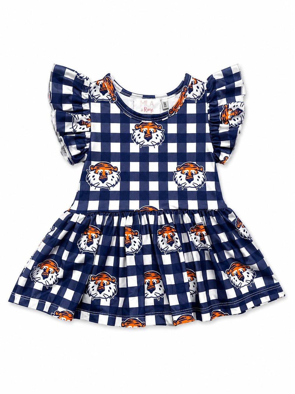 Auburn Plaid Aubie S/S Flutter Twirl Bodysuit