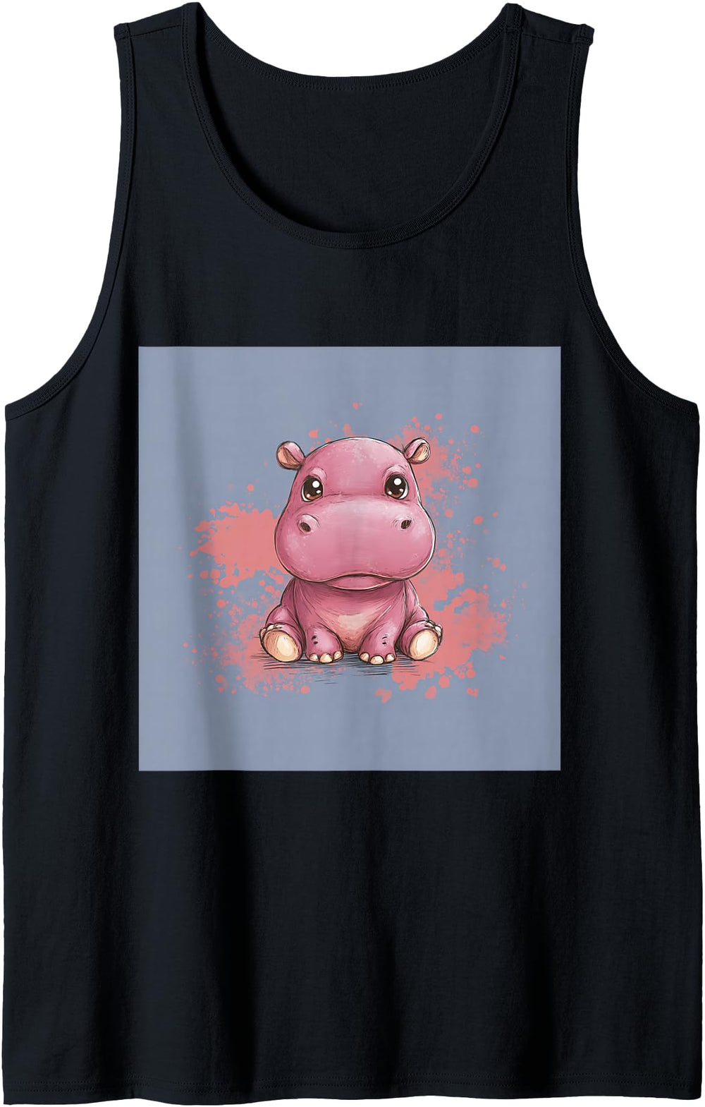 Handcrafted Cartoon Hippo Chibi Hippo T-Shirt - Custom Art Print for Adults
