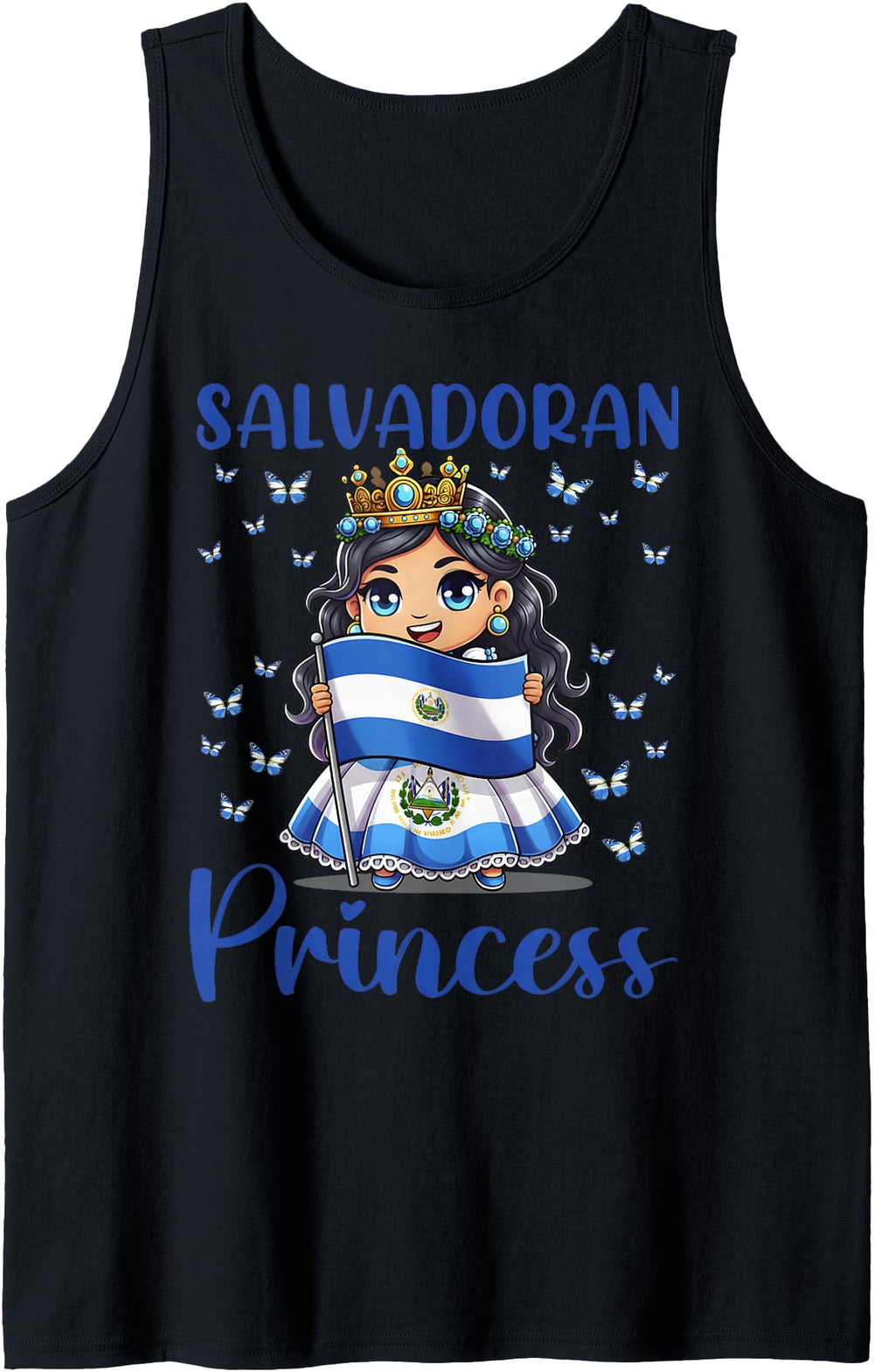 Salvadoran Princess Flag Butterfly T-Shirt - Casual Everyday Wear Unisex