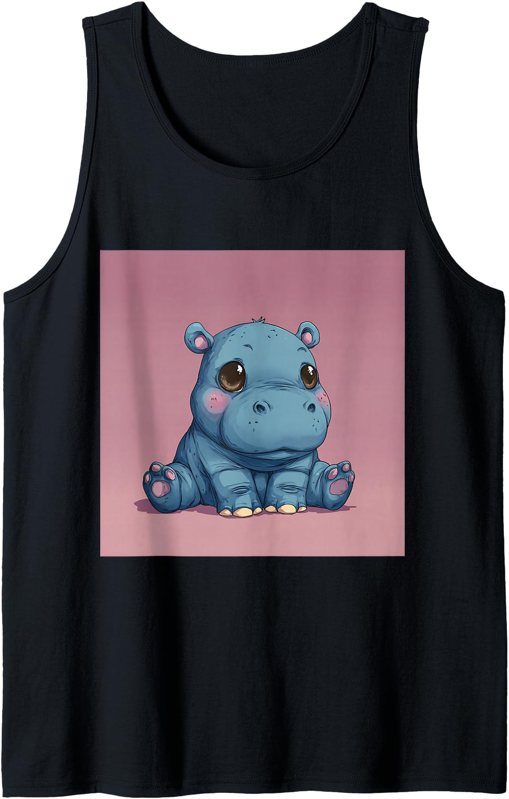 Handcrafted Cartoon Hippo Chibi Hippo Hoodie - Minimalist Print Men Women