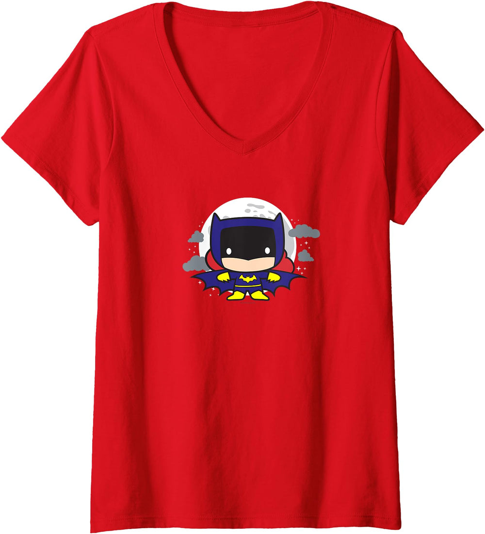 Exclusive Womens Batgirl Chibi V Neck T-Shirt - Novelty Apparel Unisex