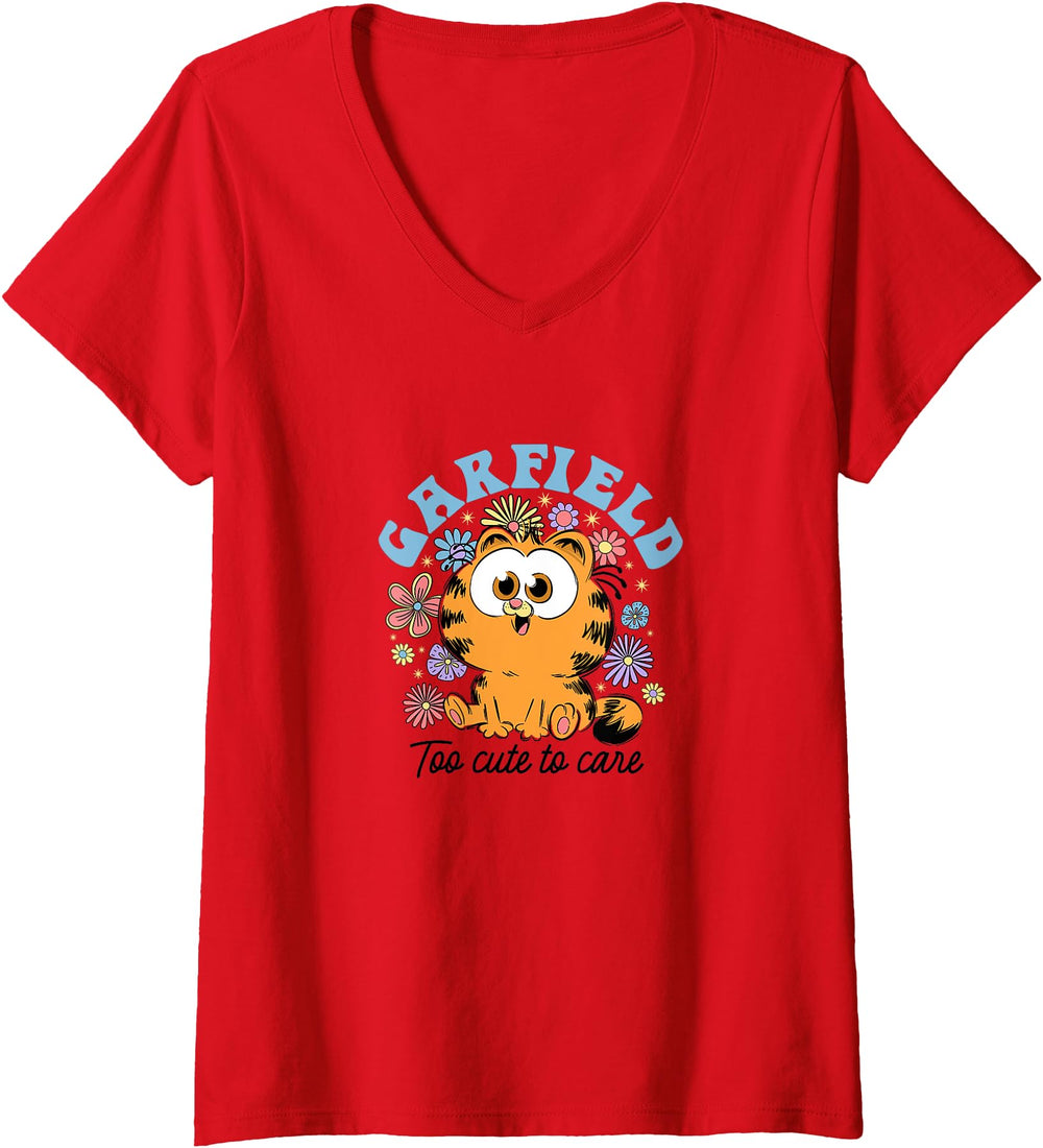 Exclusive Womens Garfield Chibi Floral T-Shirt - Trendy Graphic for Adults
