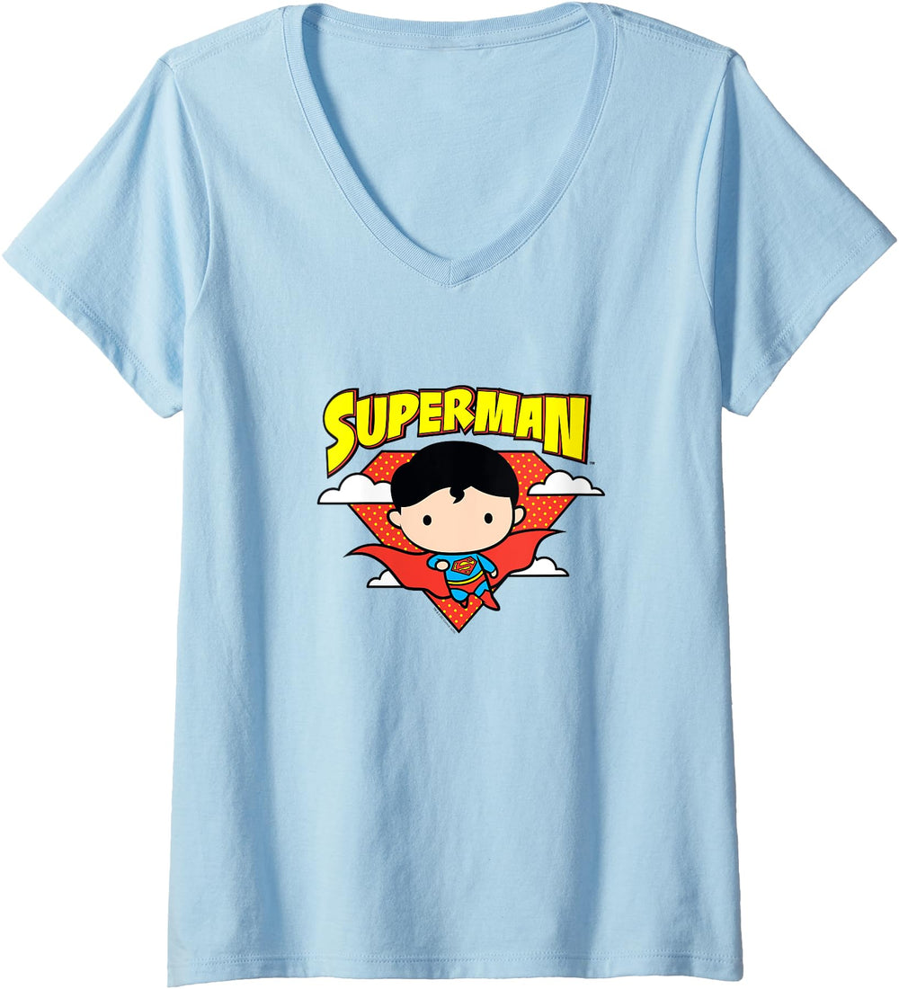 Exclusive Womens Superman Chibi V Neck Hoodie - Graphic Print Men Women