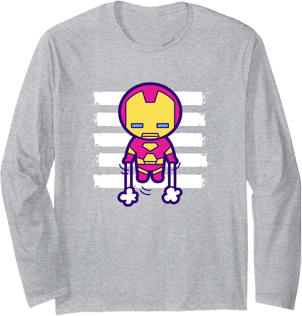 Marvel Kawaii Chibi Iron Blasting T-Shirt - Fun Novelty Design Men Women