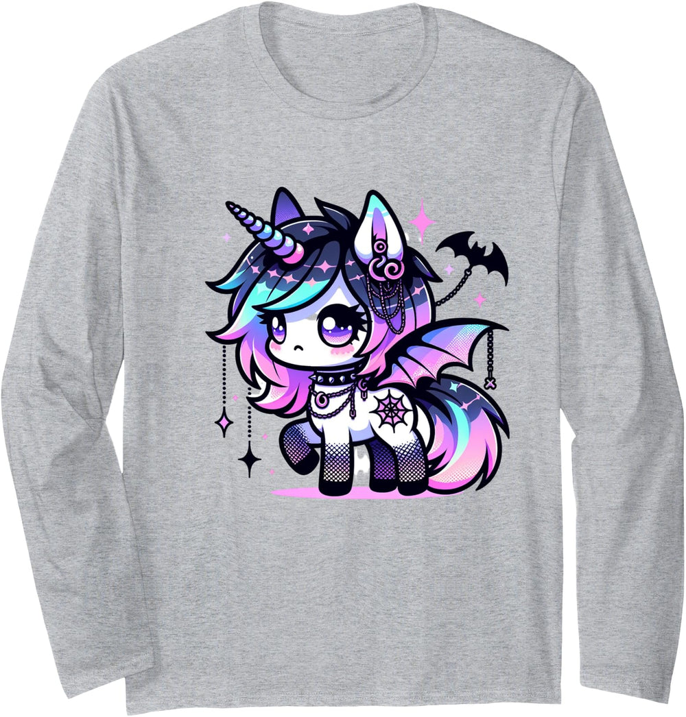 Pastel Goth Unicorn Kawaii Creepy Chibi Hoodie - Graphic Print Unisex