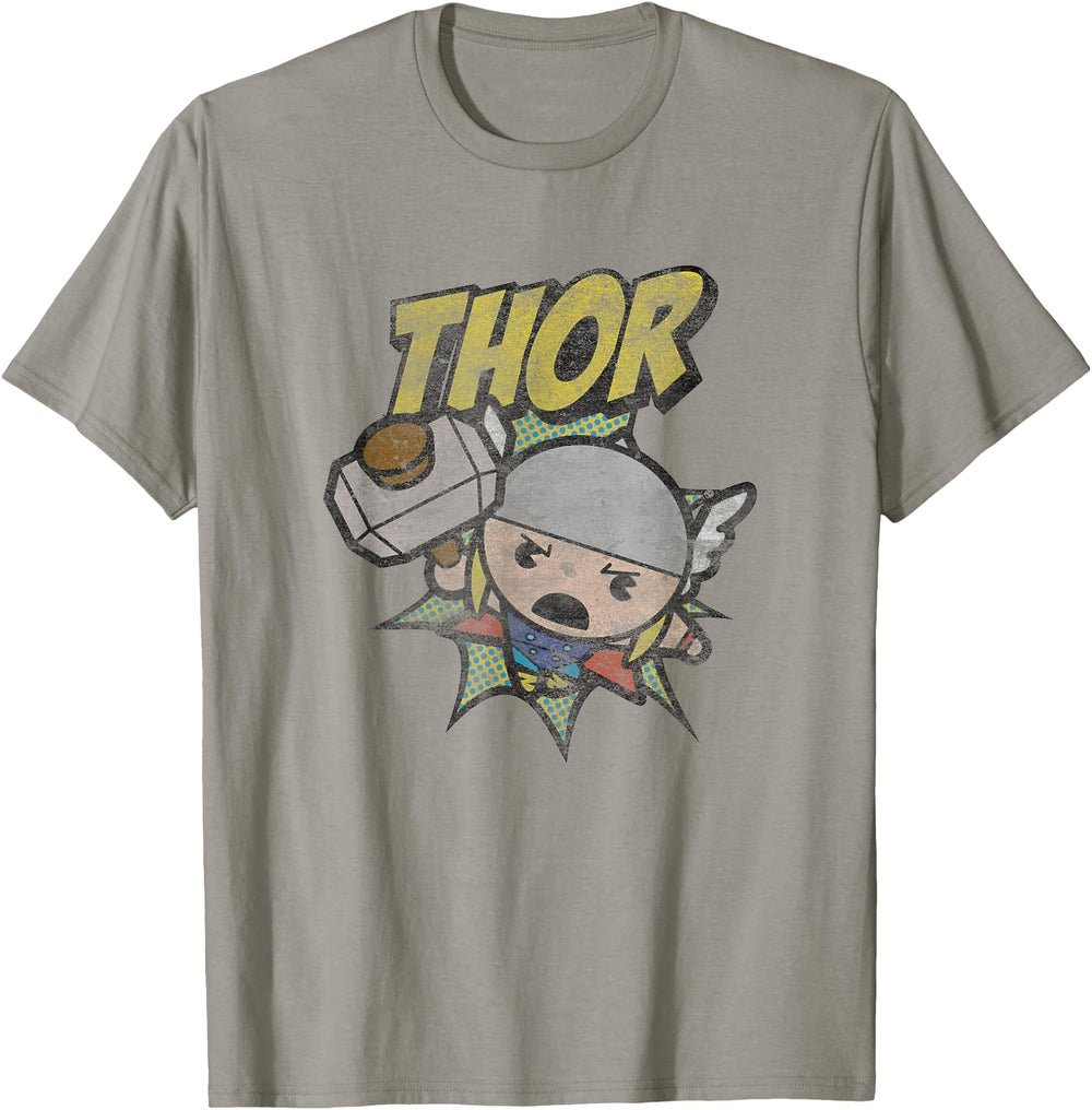 Authentic Marvel Kawaii Thor Flying Into Hoodie - Graphic Print for Adults