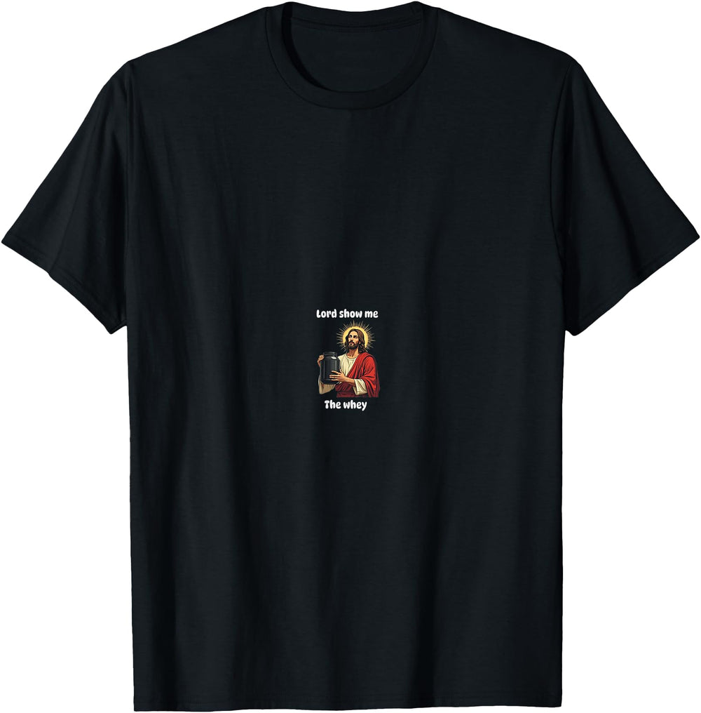 Exclusive Holy Whey Gym Pun Chibi T-Shirt - Minimalist Print for Adults