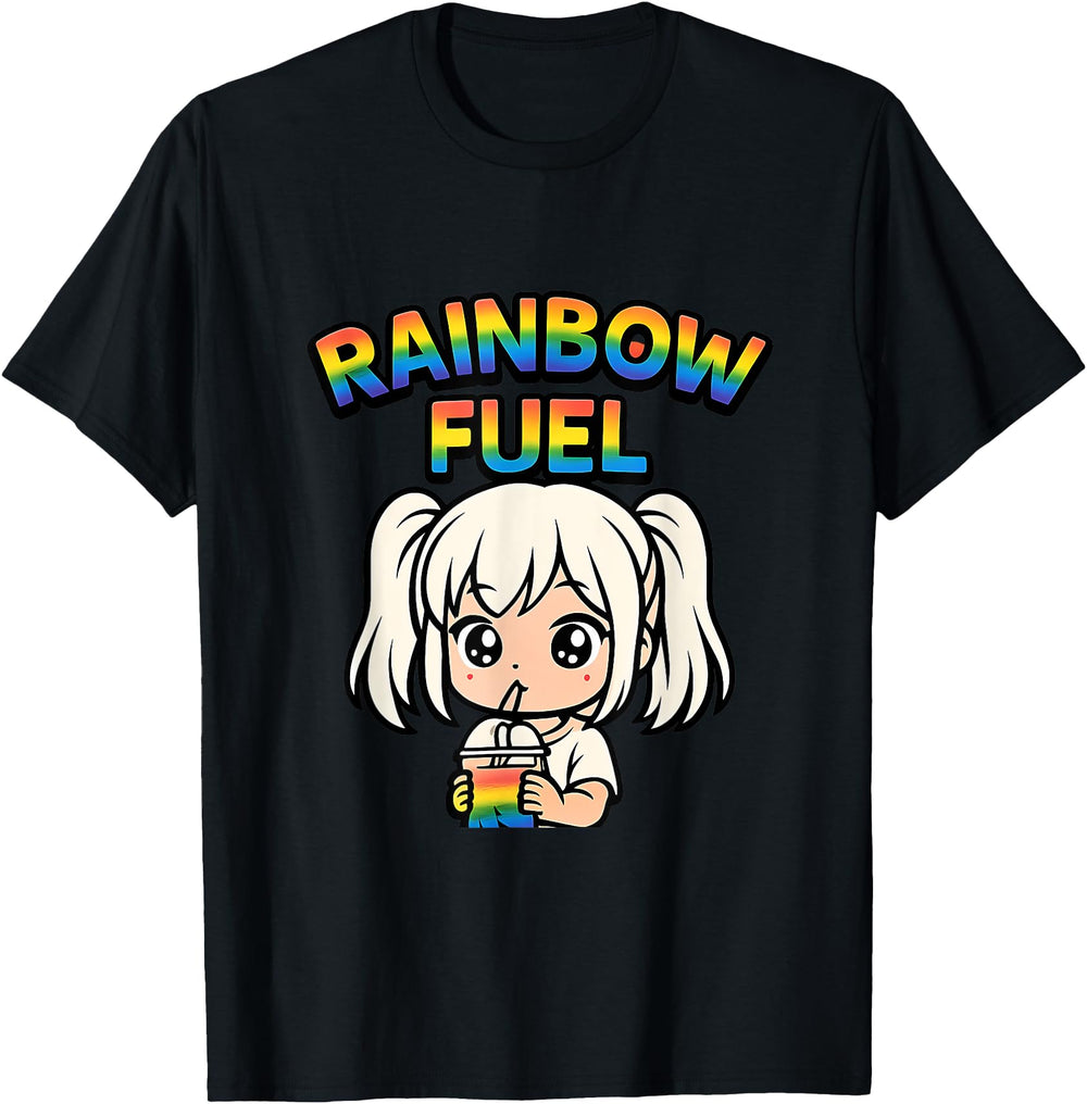 Exclusive Rainbow Fuel Kawaii Anime Chibi T-Shirt - Trendy Graphic Unisex
