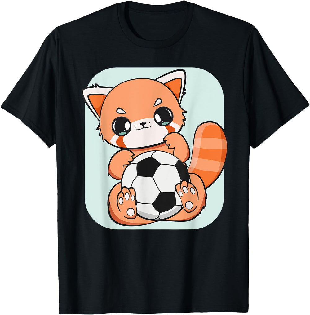 Handcrafted Red Panda Soccer Ball Sweatshirt - Custom Art Print for Adults
