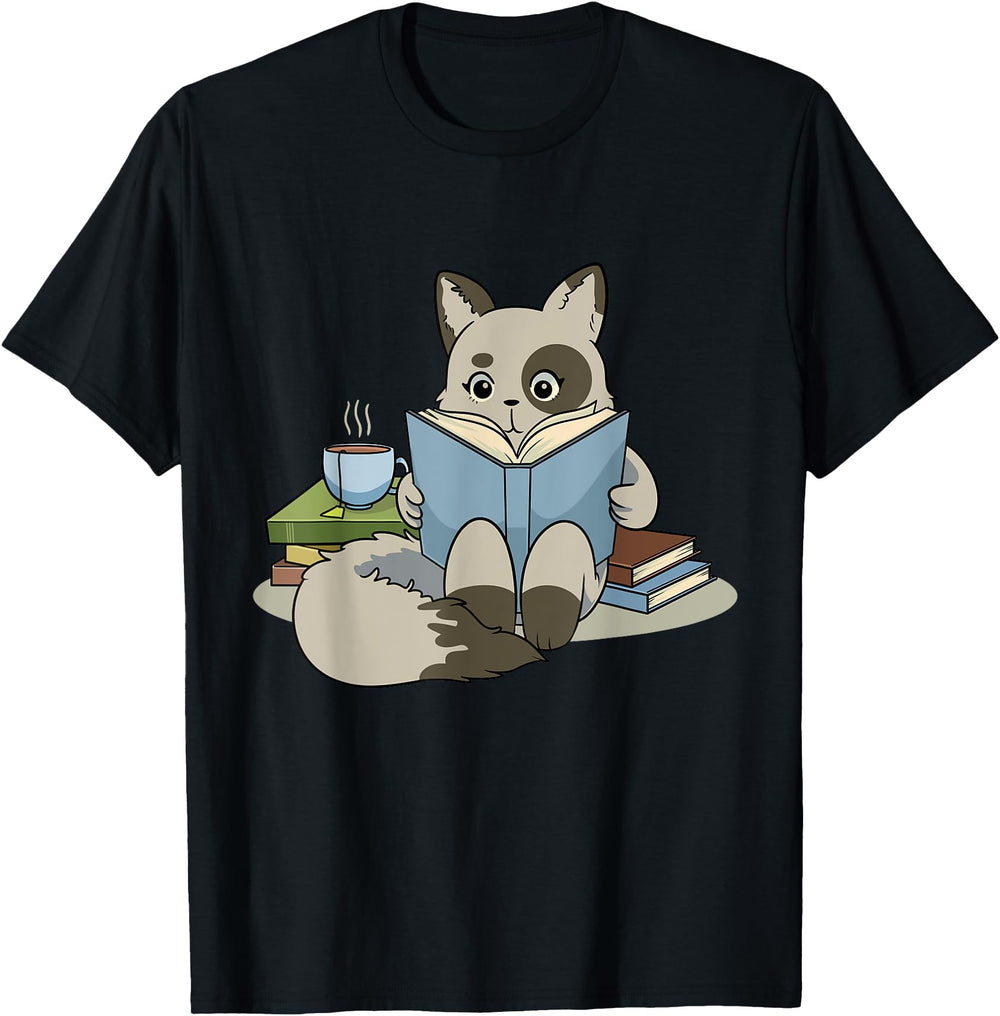 Authentic Cat Reading Book Tea Coffee Hoodie - Custom Art Print for Adults