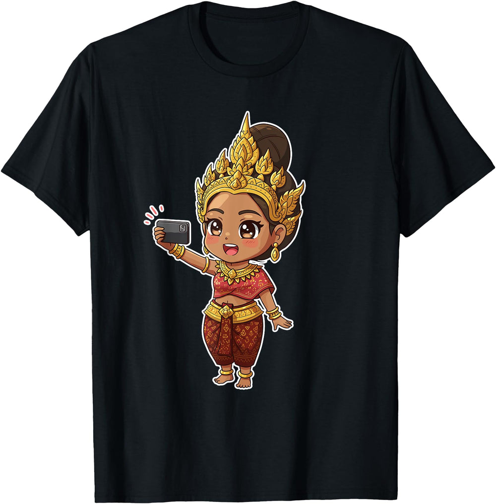 Khmer Apsara Cambodian Chibi T-Shirt - Casual Everyday Wear Men Women
