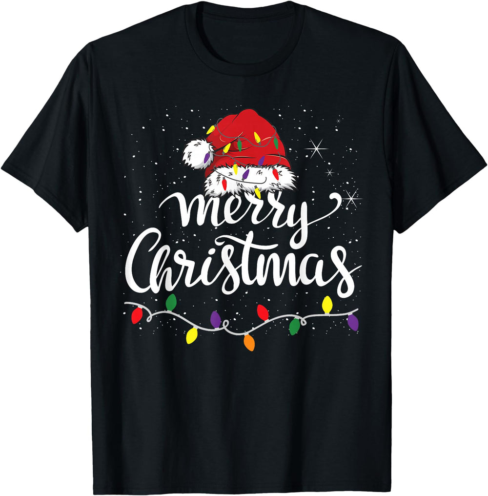 Handcrafted Merry Lights Red Santa Hat Sweatshirt - Graphic Print Unisex
