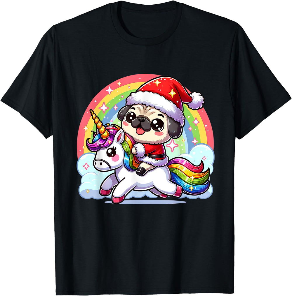 Pug Riding Unicorn Dog Rainbow Sweatshirt - Casual Everyday Wear Men Women