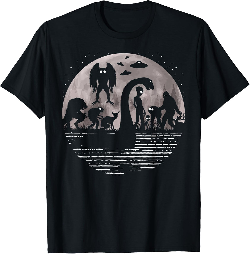 Handcrafted Bigfoot Loch Ness Monster T-Shirt - Custom Art Print Men Women
