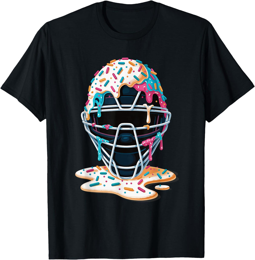 Baseball Catcher Mask Ice Cream Dripping Hoodie - Graphic Print Unisex