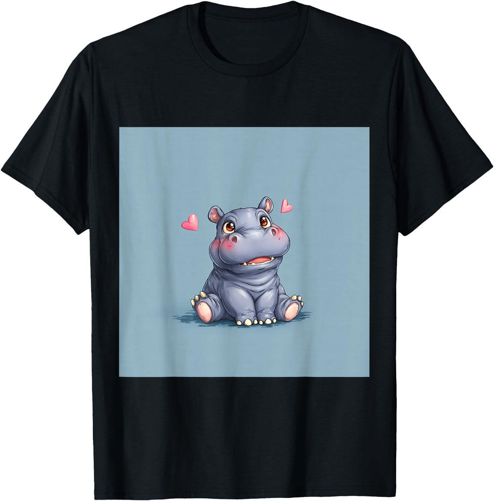 Cartoon Hippo Chibi Hippo Exclusive T-Shirt - Custom Art Print Men Women