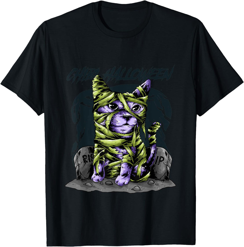 Exclusive Halloween Cat T Scary T-Shirt - Custom Art Print Men Women