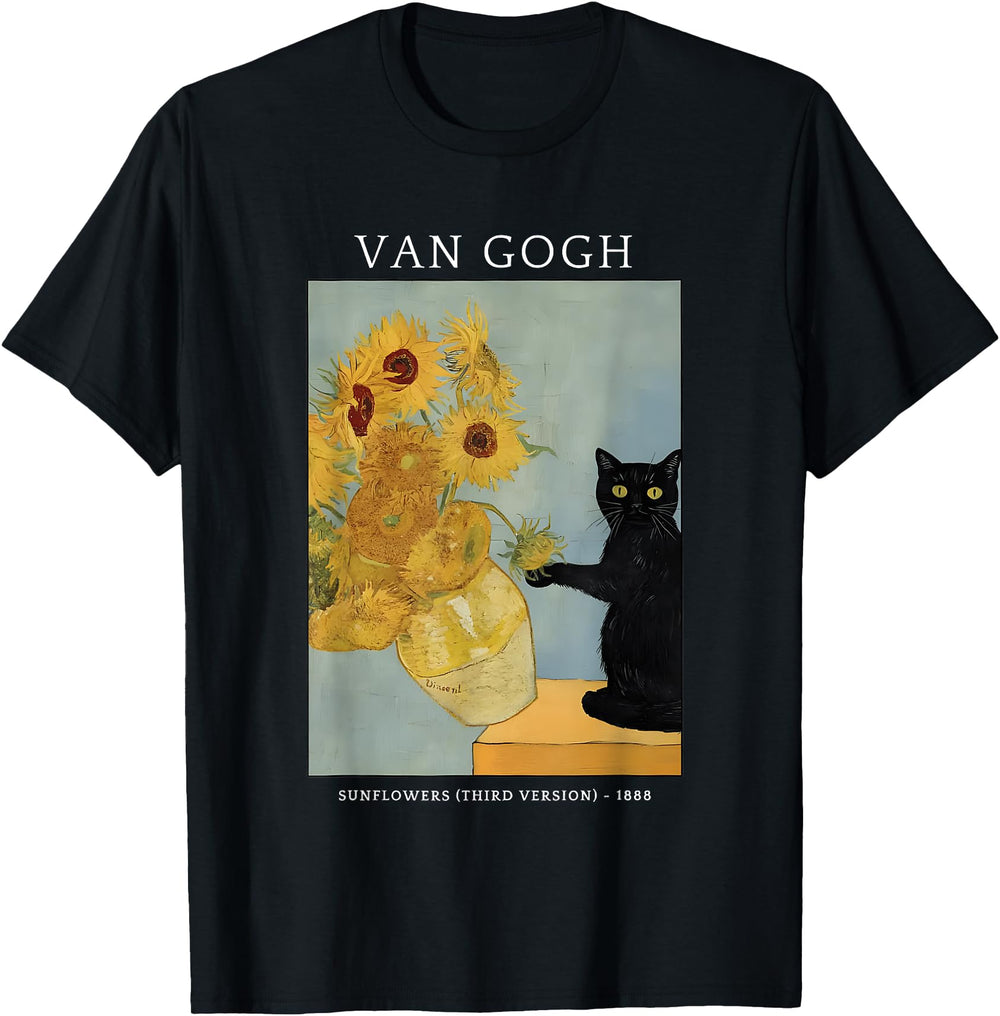 Handcrafted Van Gogh Sunflowers Cat Sweatshirt - Trendy Graphic Men Women