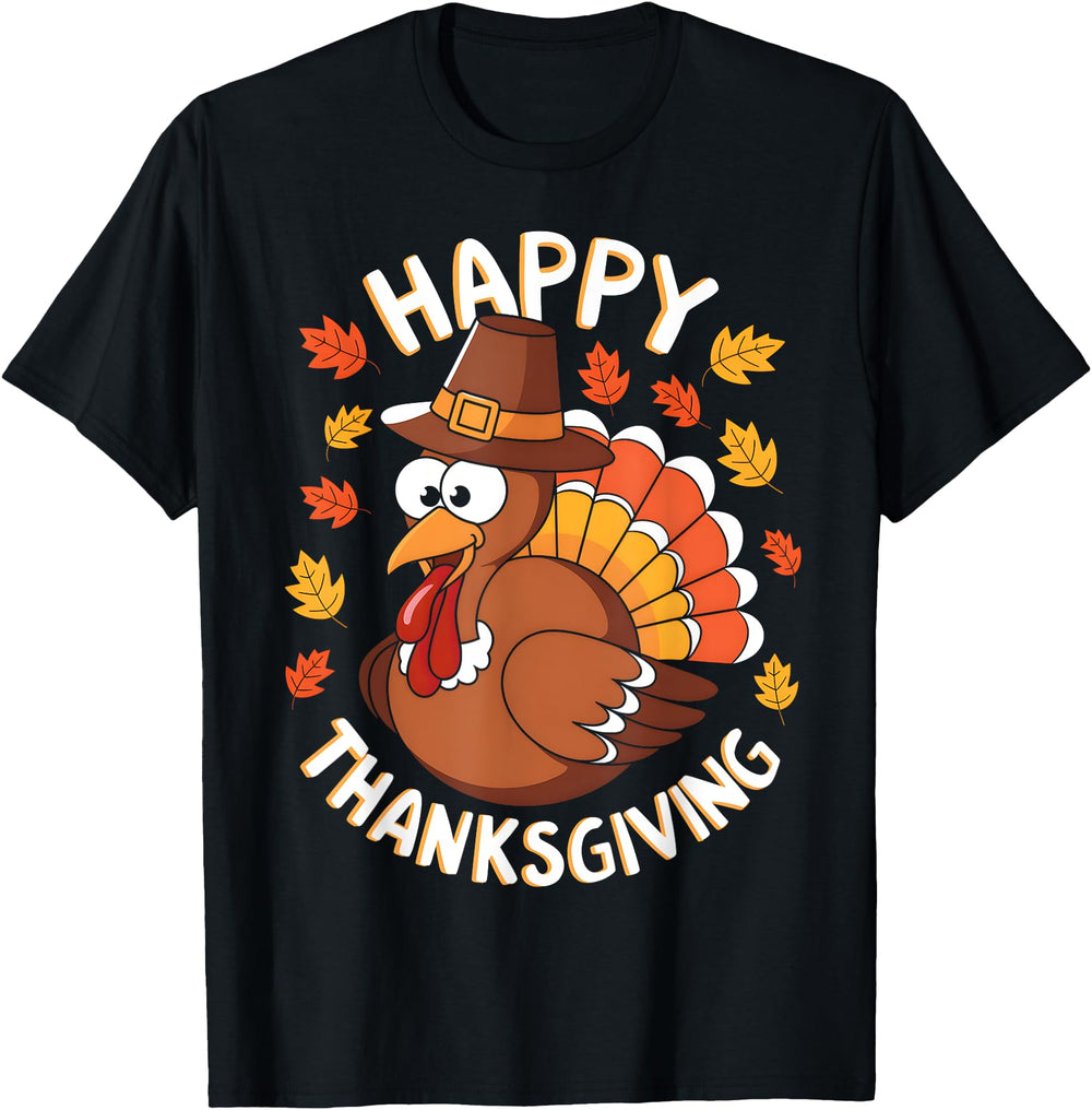 Handcrafted Happy Thanksgiving Turkey T-Shirt - Trendy Graphic Unisex